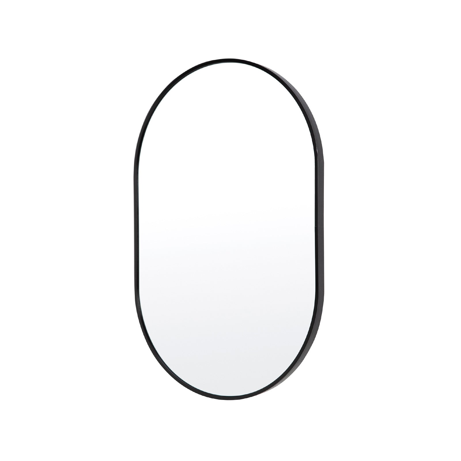 Black Wall Mirror Oval Aluminium Frame Makeup Decor Bathroom Vanity 50x75cm