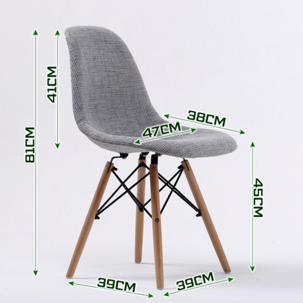 4x Retro Fabric Beech Wood Dining Cafe Chair - Grey