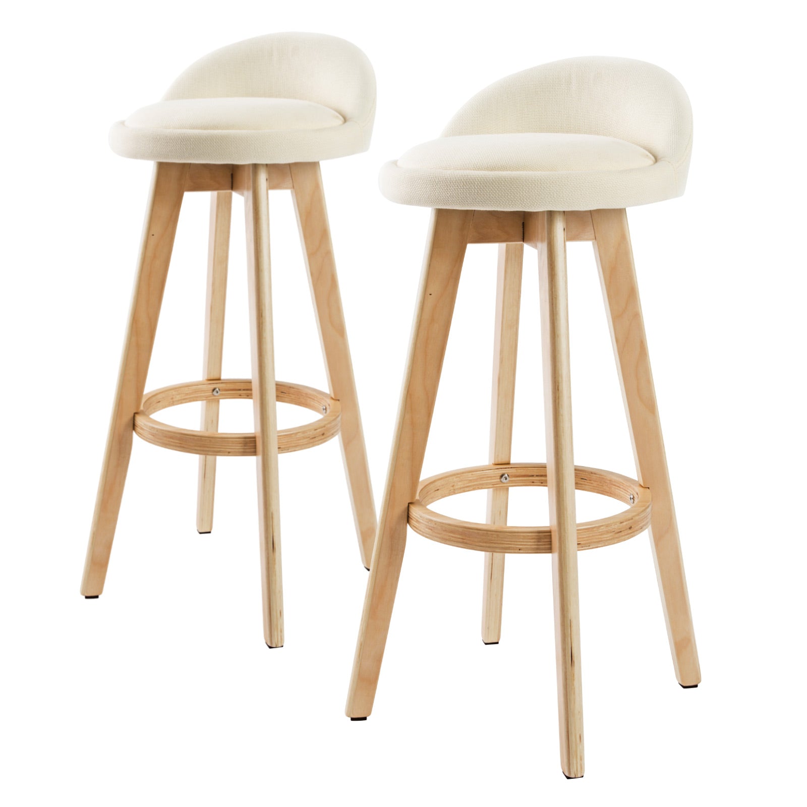 Swivel Wooden Bar Stool Soft Fabric