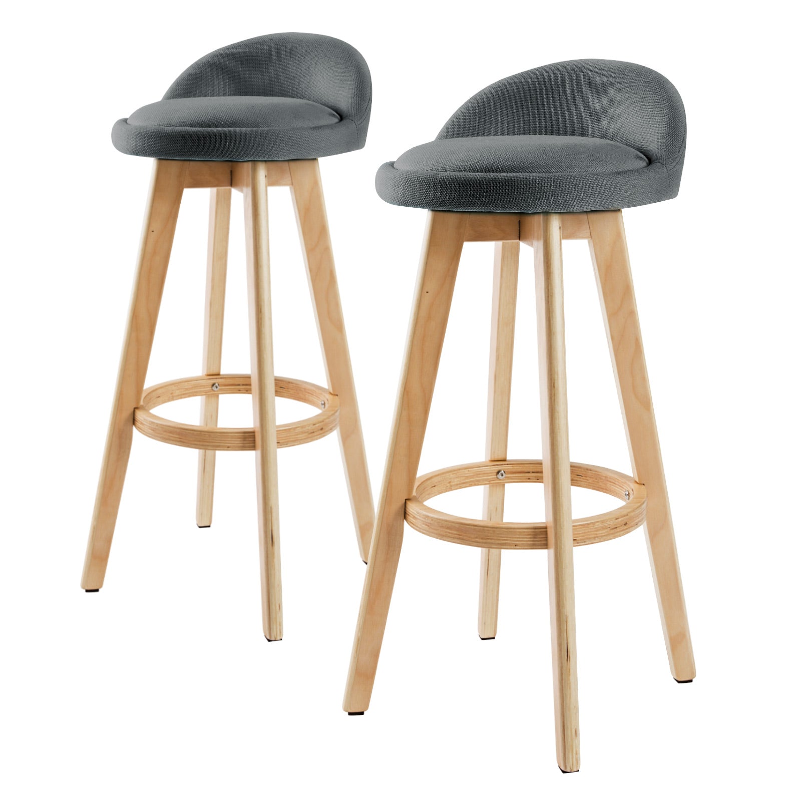 Swivel Wooden Bar Stools Soft Fabric