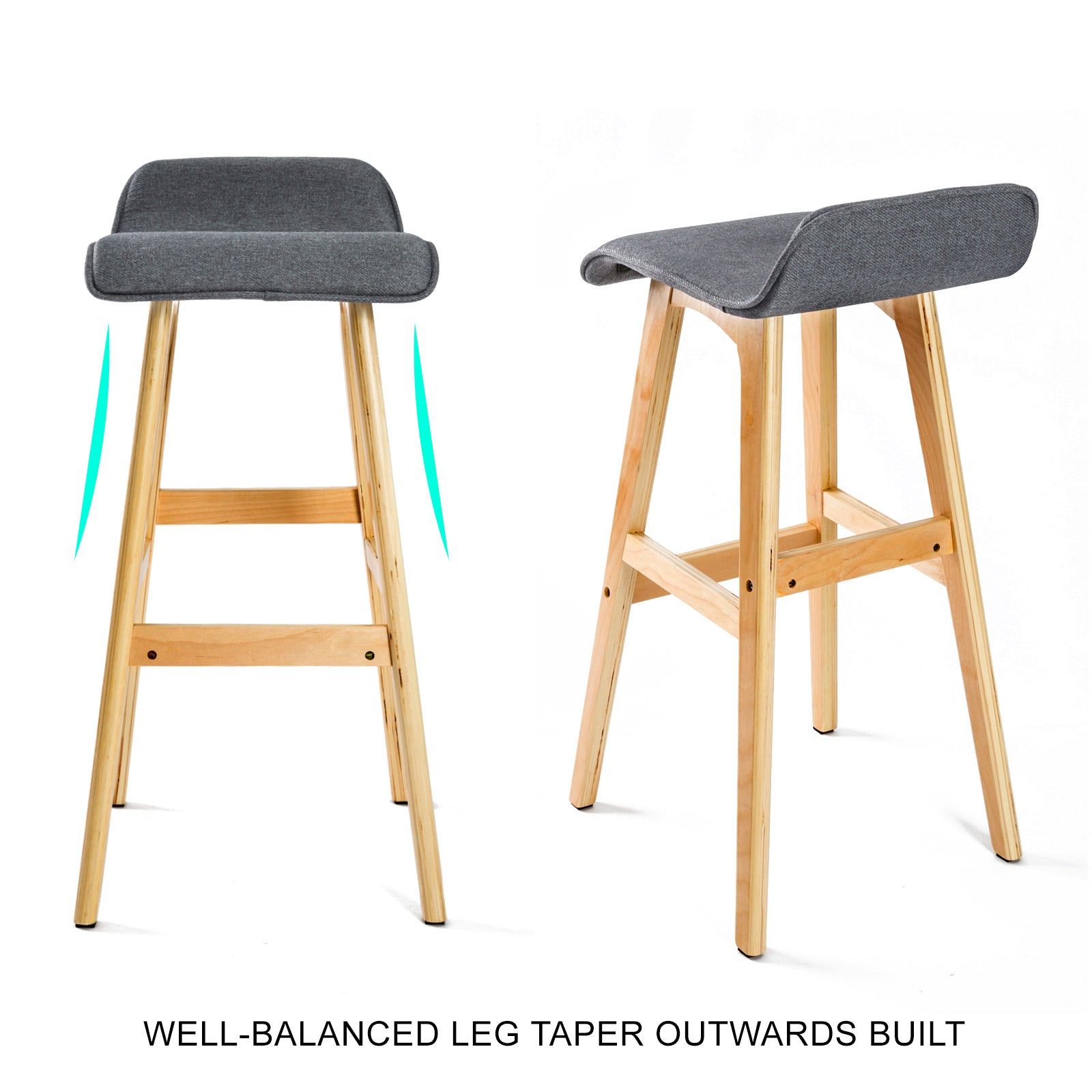 Wooden Bar Stool Soft Fabric With Footrest