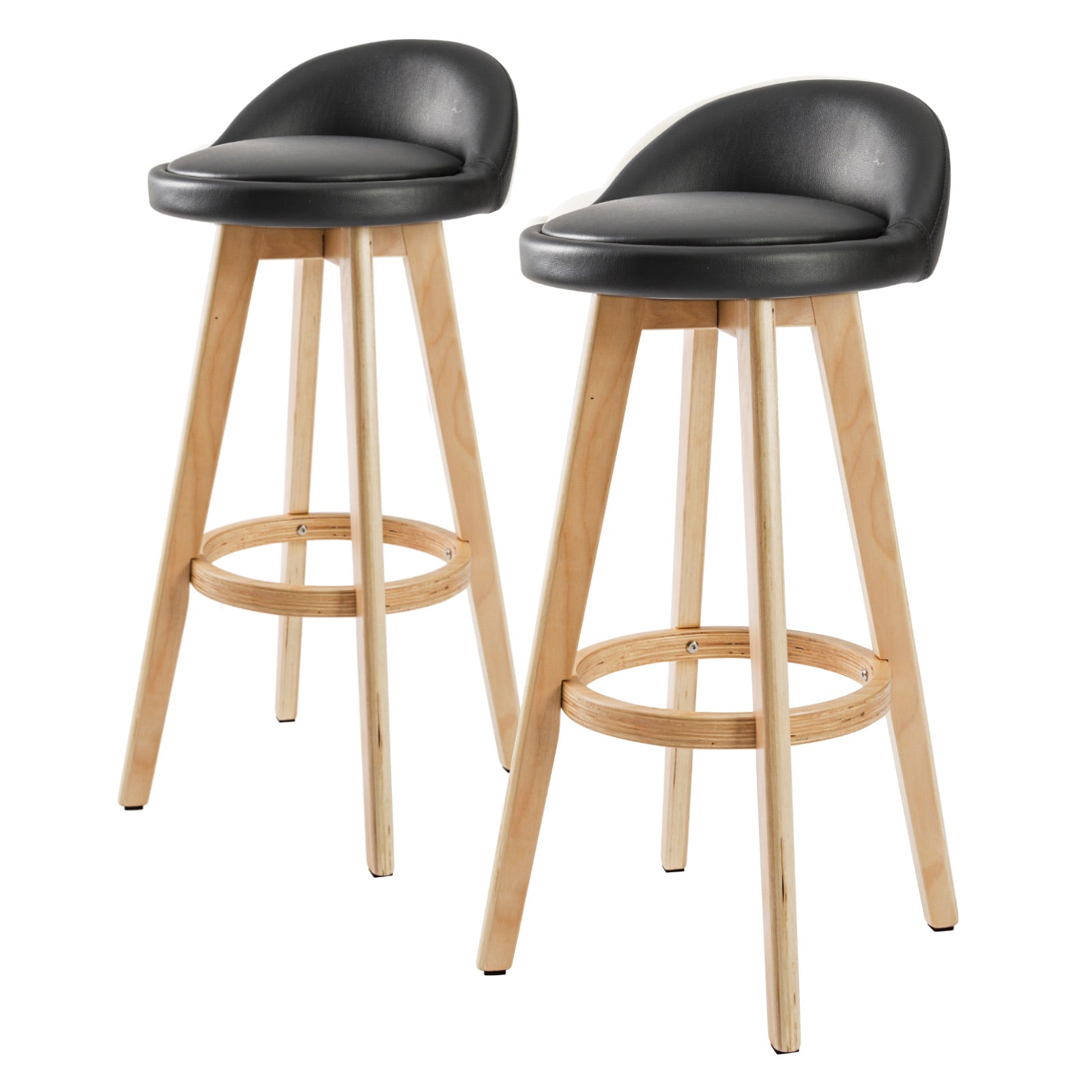 Swivel Wooden Bar Stools Leather