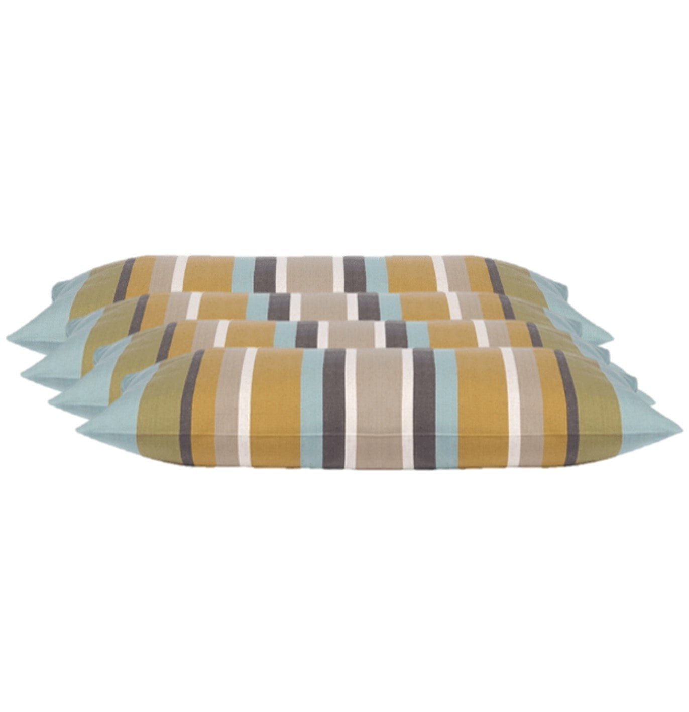 Pack of 4 Rectangle 35x70cm Striped Multicoloured Cushion Cover - Aqua Nautical