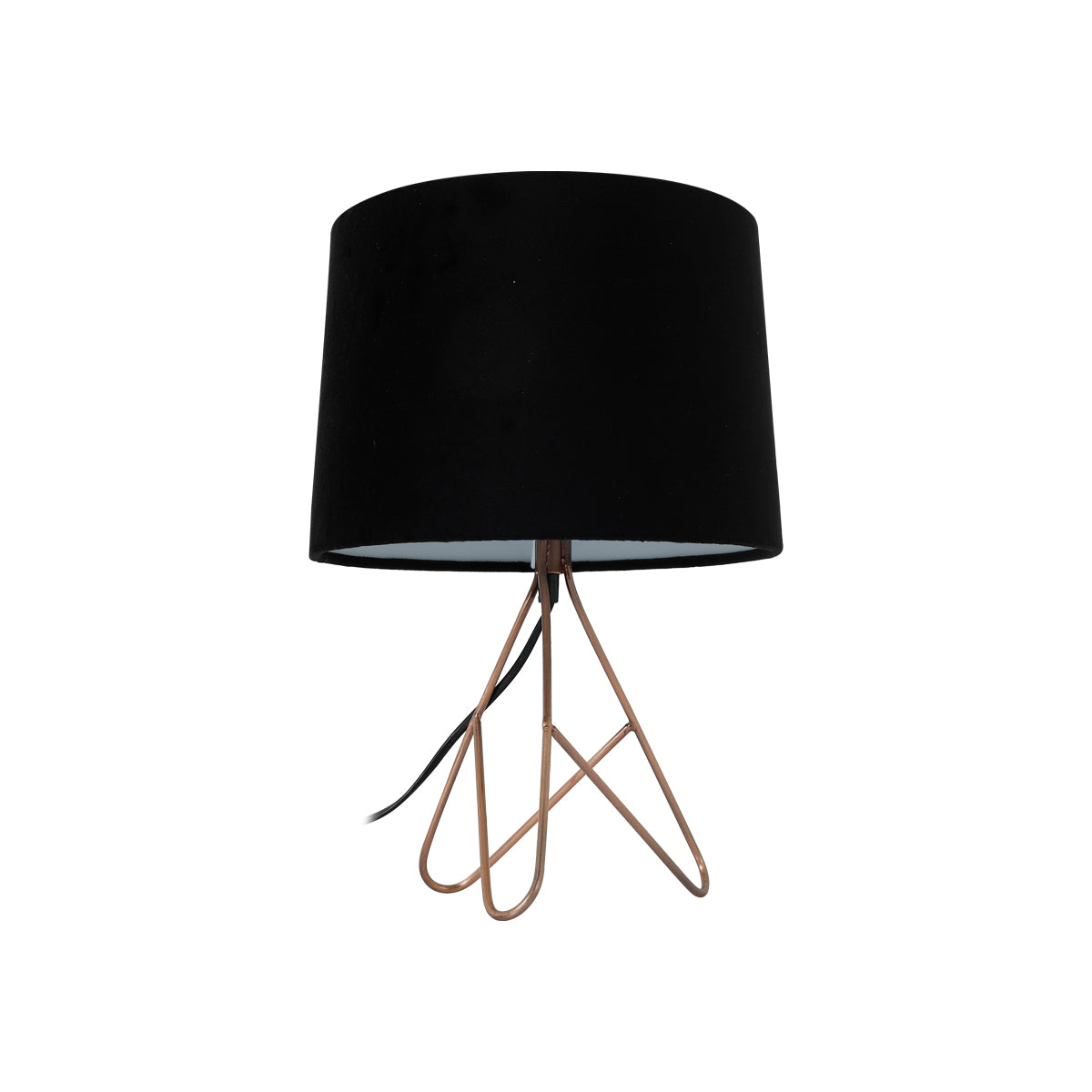 Modren Velvet Shade Table Desk Lamp - Copper & Black