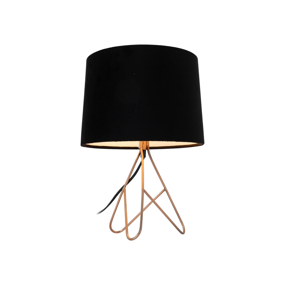 Modren Velvet Shade Table Desk Lamp - Copper & Black