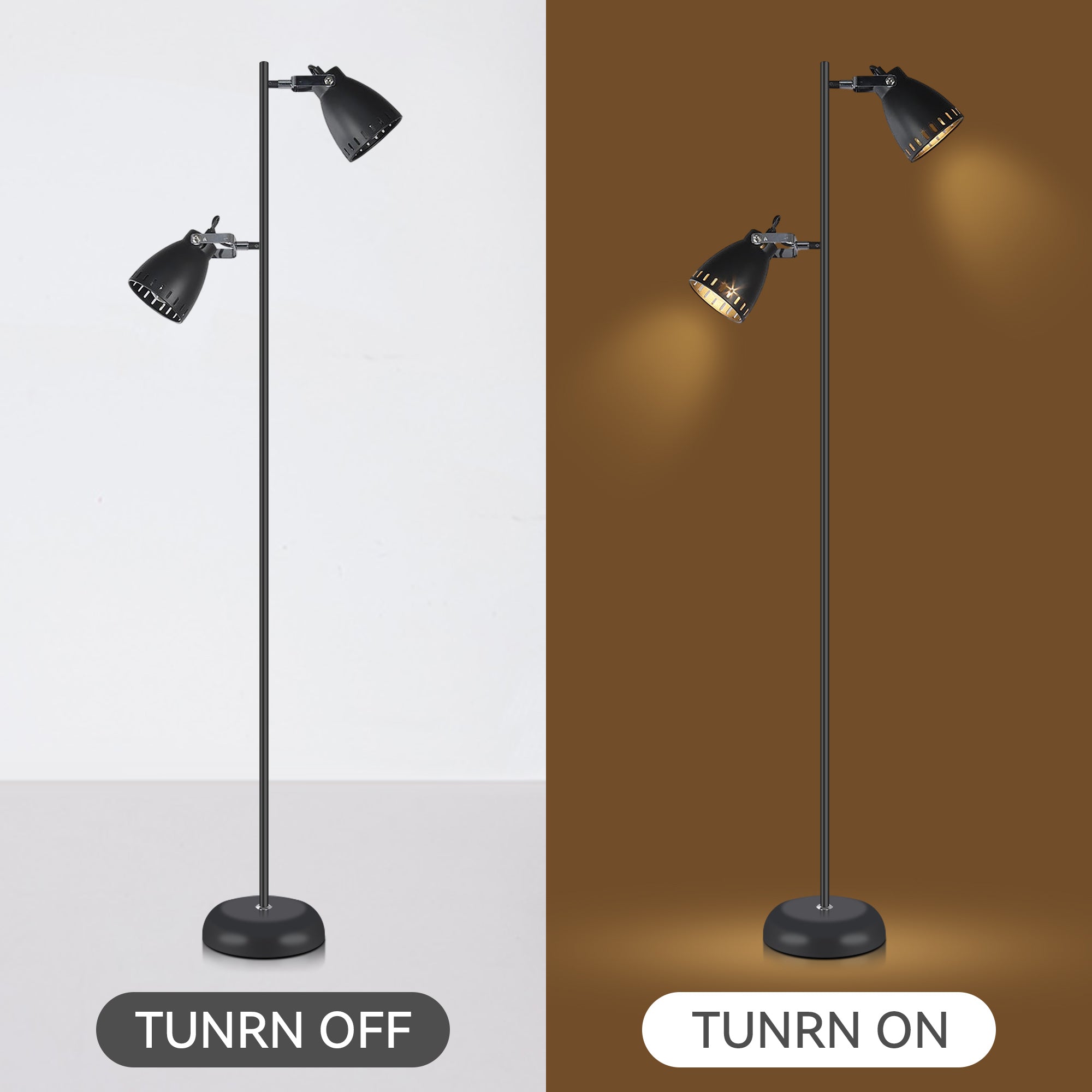 Metal Frame and Bulb Socket Floor Lamp - Black