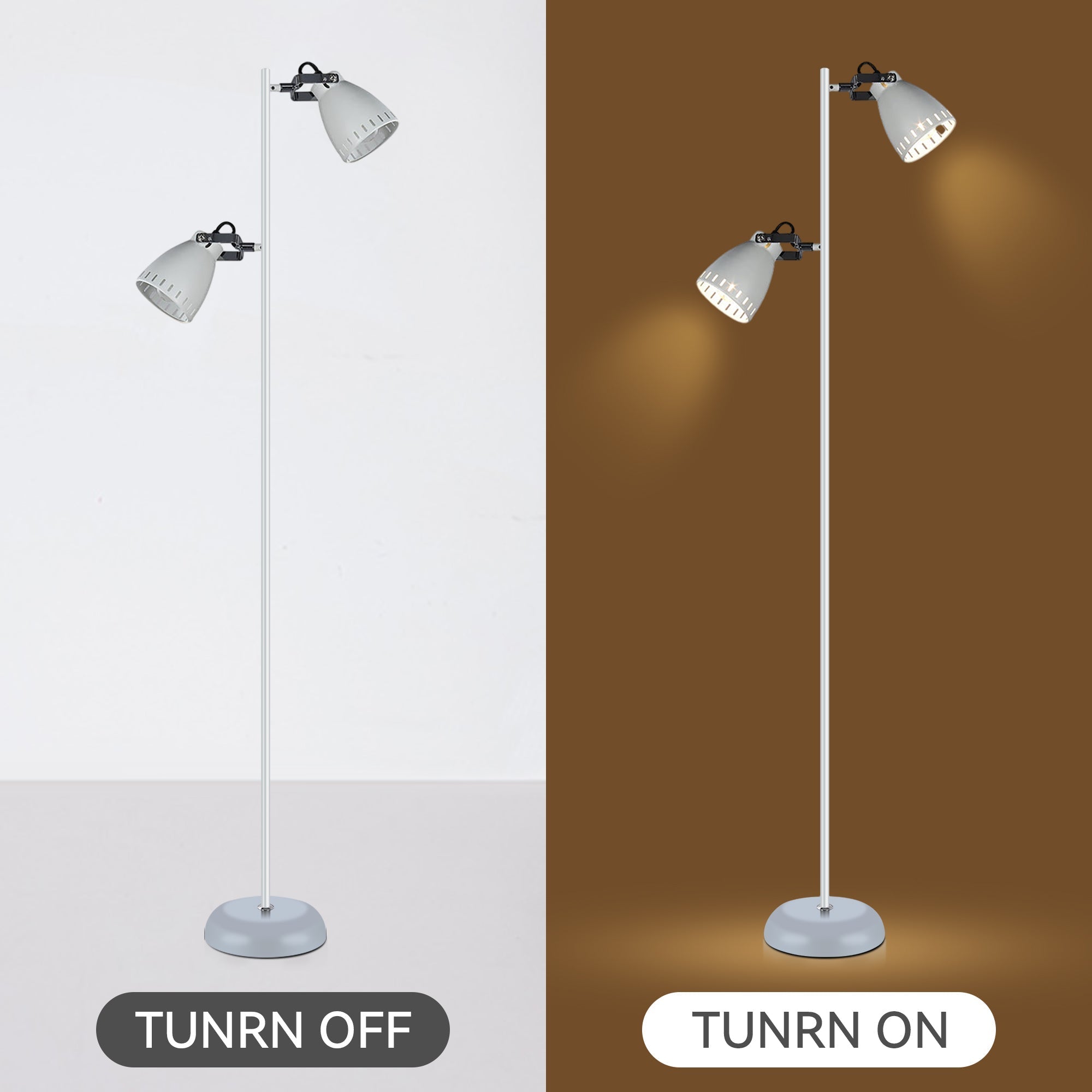 Metal Frame and Bulb Socket Floor Lamp - White